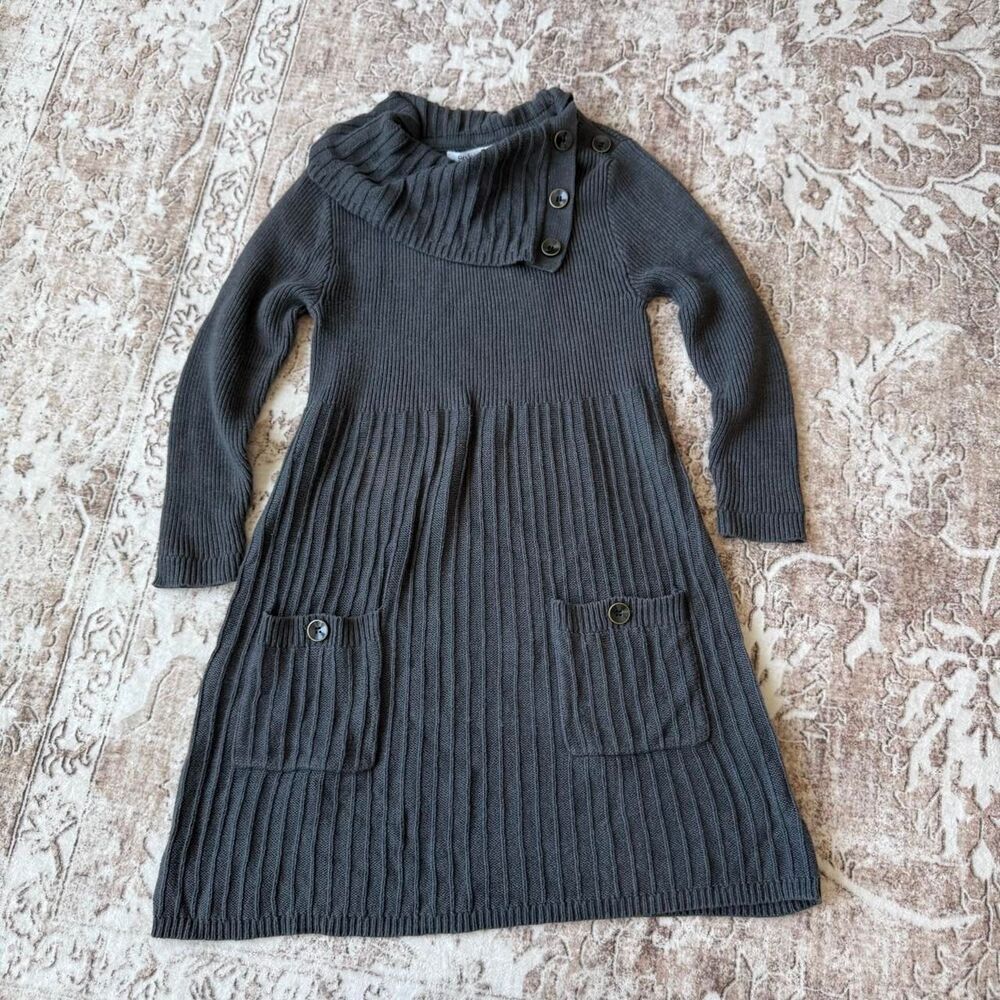 Style&Co Petite Grey Ribbed Cowl Neck Sweater Dress
